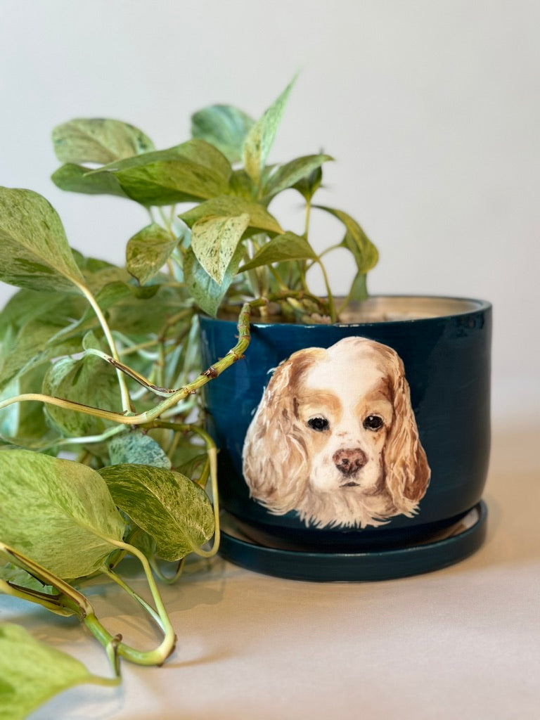dog in plant pot Custom Pet Portraits