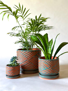 Zulu Terra Cotta Planters - Teal