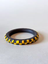 Load image into Gallery viewer, Medium Bangle - Yellow Checker on Black
