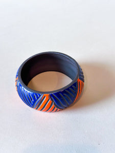 Medium Bangle - Blue & Orange on Black