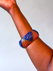 Medium Bangle - Blue & Orange on Black