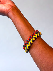 Medium Bangle - Yellow Checker on Black