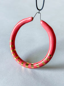 Liberation Hoop Pendant  w/ Gold -Coral