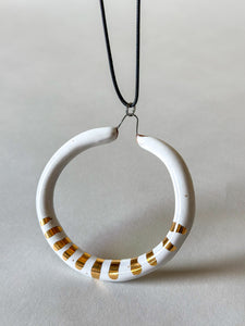 Liberation Hoop Pendant  w/ Gold - White