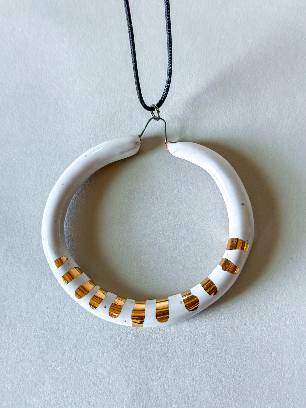 Liberation Hoop Pendant  w/ Gold - White