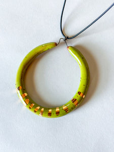 Liberation Hoop Pendant  w/ Gold - Lime