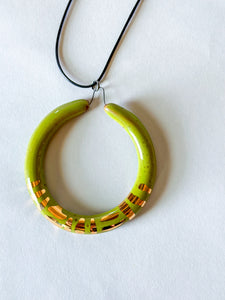 Liberation Hoop Pendant  w/ Gold - Lime