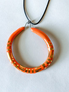 Liberation Hoop Pendant  w/ Gold - Orange