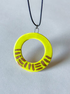 Porcelain Hoops w/ Gold Luster Pendant - Lime - Cairo