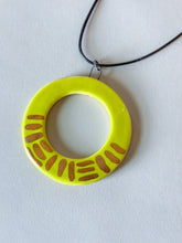 Load image into Gallery viewer, Porcelain Hoops w/ Gold Luster Pendant - Lime - Cairo
