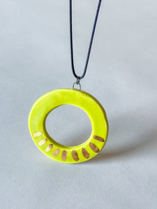 Porcelain Hoops w/ Gold Luster Pendant - Lime - Ticking