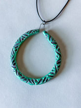 Load image into Gallery viewer, *Second* Liberation Hoop Pendant - Carved - Black Clay - Teal
