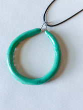 Load image into Gallery viewer, *Second* Liberation Hoop Pendant - Carved - Black Clay - Teal
