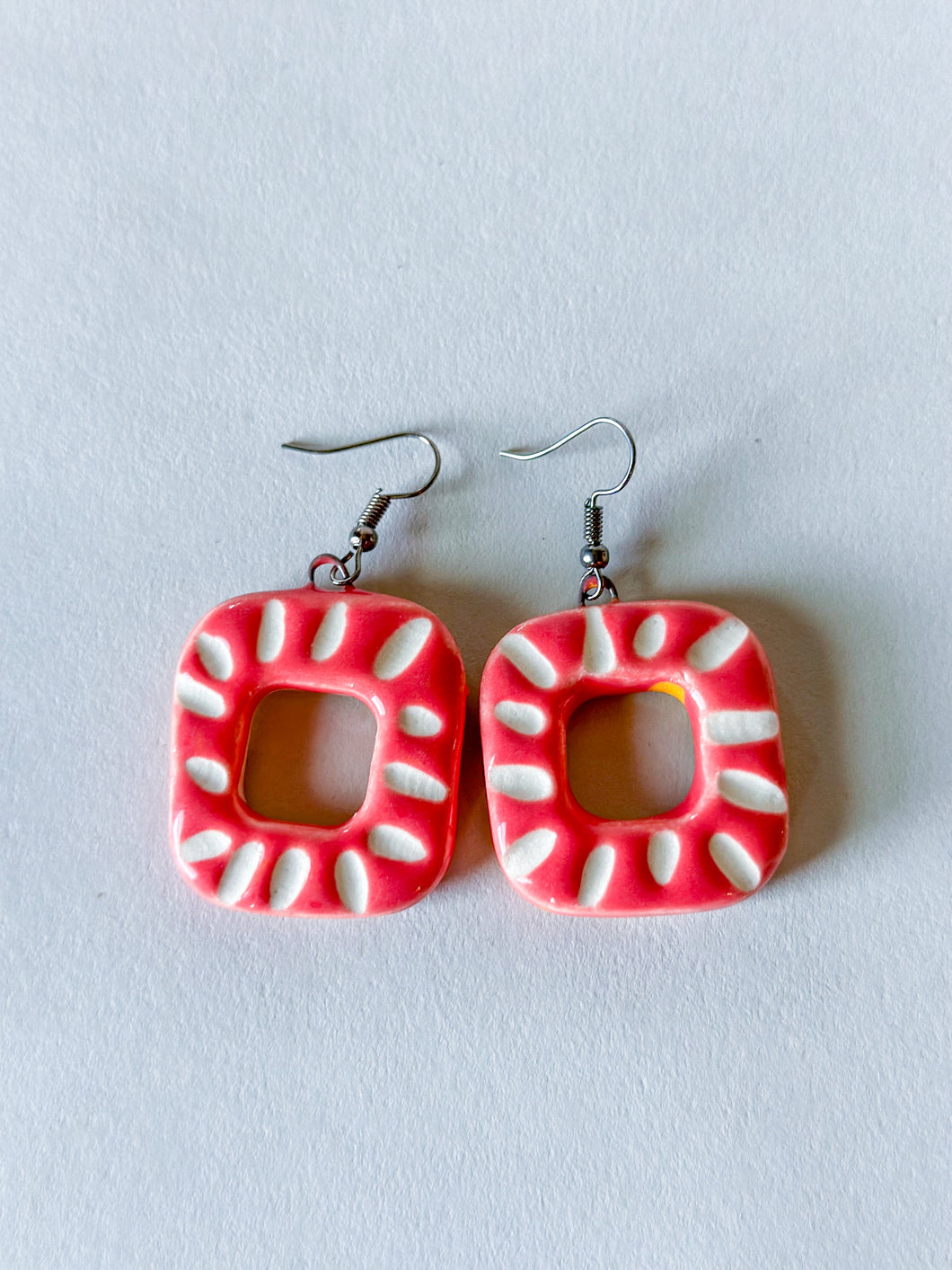 Square Earring - Coral