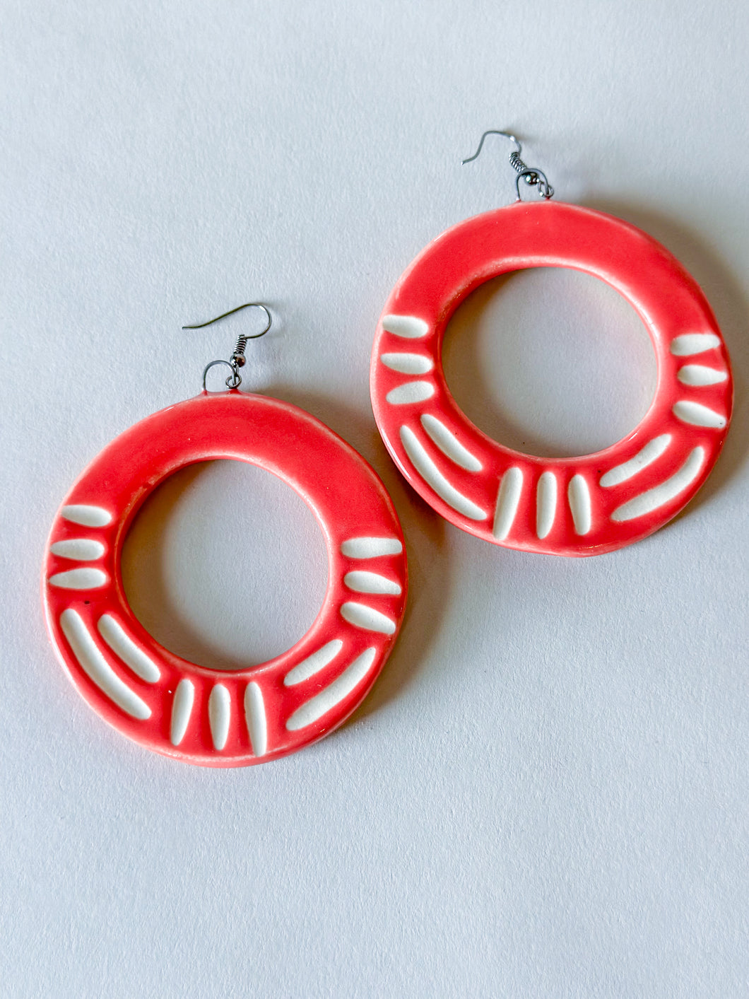 Porcelain Hoops - Coral