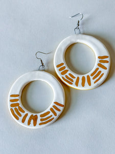 Porcelain Hoops w/ Gold Luster - White