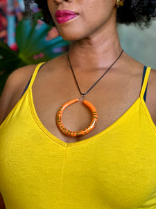 Liberation Hoop Pendant  w/ Gold - Orange