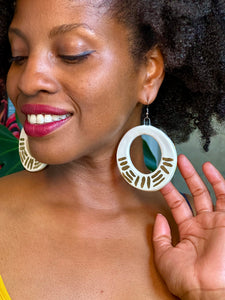 Porcelain Hoops w/ Gold Luster - White