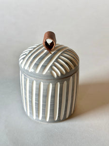 *Flawed Grey Lidded Jar - Short Crack w/ Gold Luster