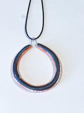 Load image into Gallery viewer, Black Crackle Liberation Hoop Pendants  w/ Gold
