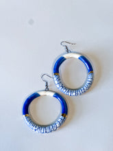 Load image into Gallery viewer, Porcelain Crackle Liberation Hoops - Blue &amp; Gold
