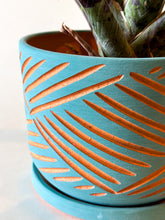 Load image into Gallery viewer, Medium Zulu Midnight Cyan Planters w/ Drainage - Terra Cotta
