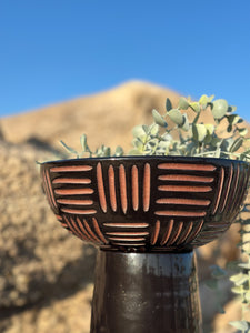 Onyx Zulu Pedestal Bowl Planters - Brown Clay