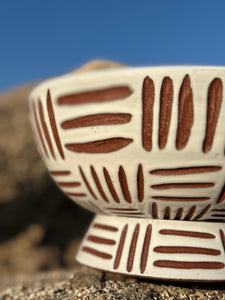 Alabaster Zulu Pedestal Bowl Planters - Brown Clay