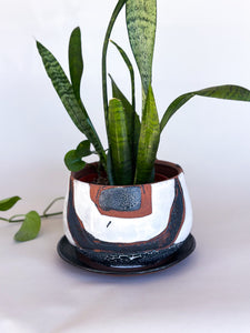 Medium DesertScape Planter with Crackle - Brown Clay