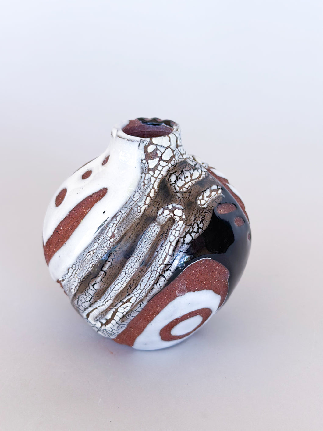 Small DesertScape Bud Vase Crackle- Brown Clay