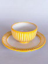 Load image into Gallery viewer, Turmeric Zulu Bowl &amp; Plate Set - Ticking Stripe
